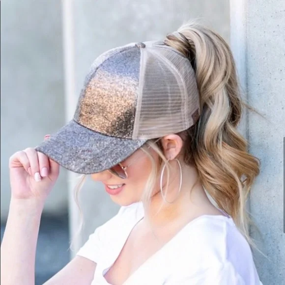 Smokey gold glitter women’s baseball cap - Picture 6 of 7